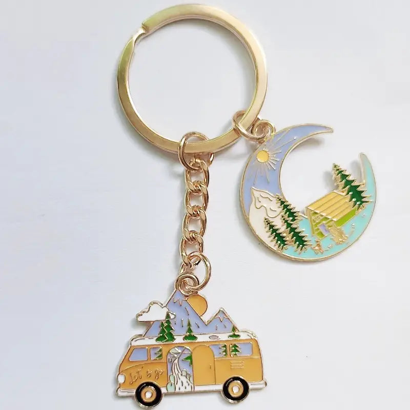 Moonlight + VW Bus Camper Keychain