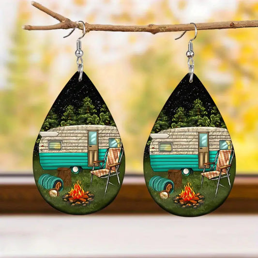 Camper Campfire Scene Earrings