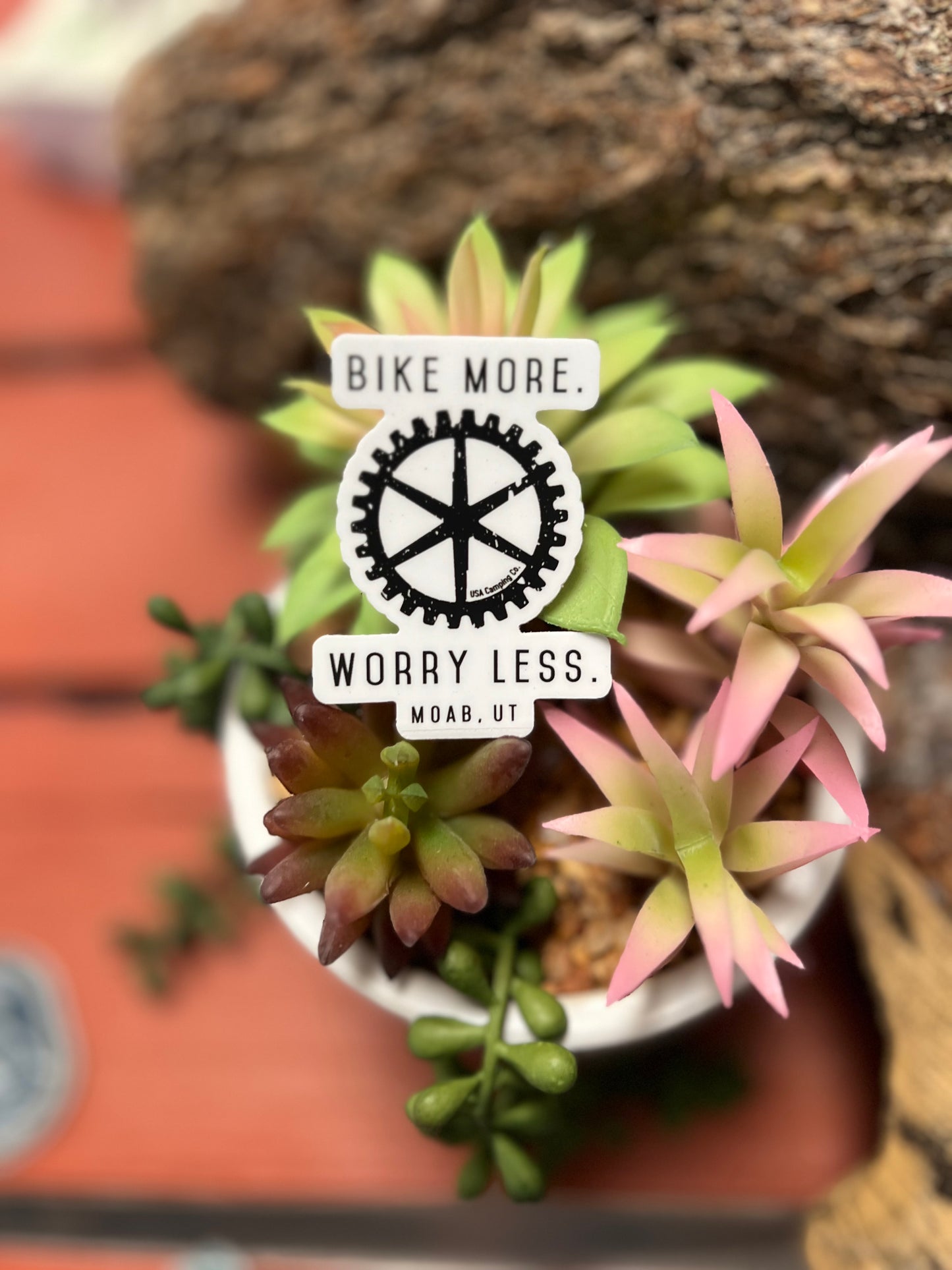 Bike More. Worry Less. Moab, Utah Sticker