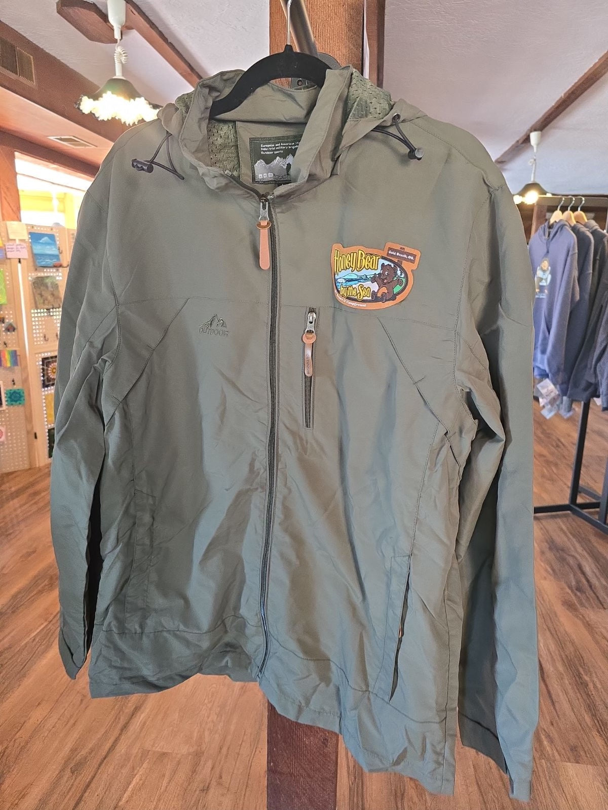 Weatherproof Nylon Jacket with Honey Bear By the Sea Logo Patch