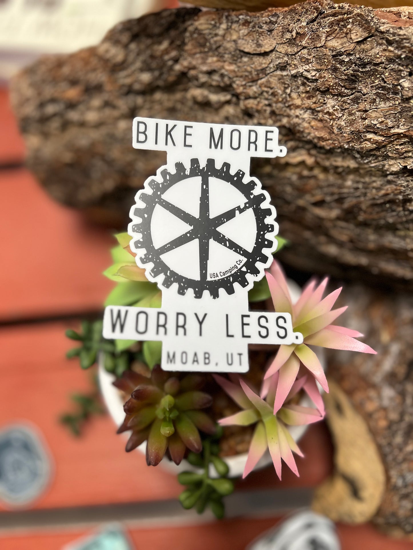 Bike More. Worry Less. Moab, Utah Sticker