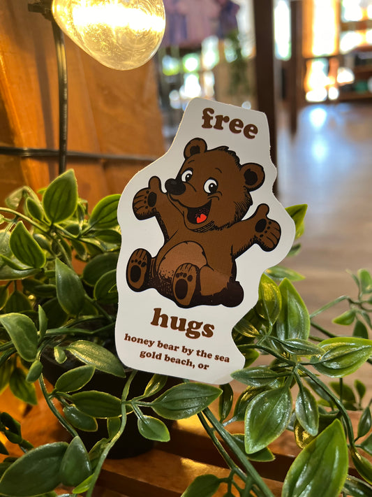 Free Hugs Honey Bear By the Sea Gold Beach, OR Sticker