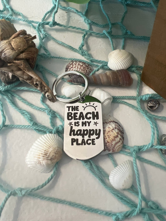 The Beach is my Happy Place Metal Keychain