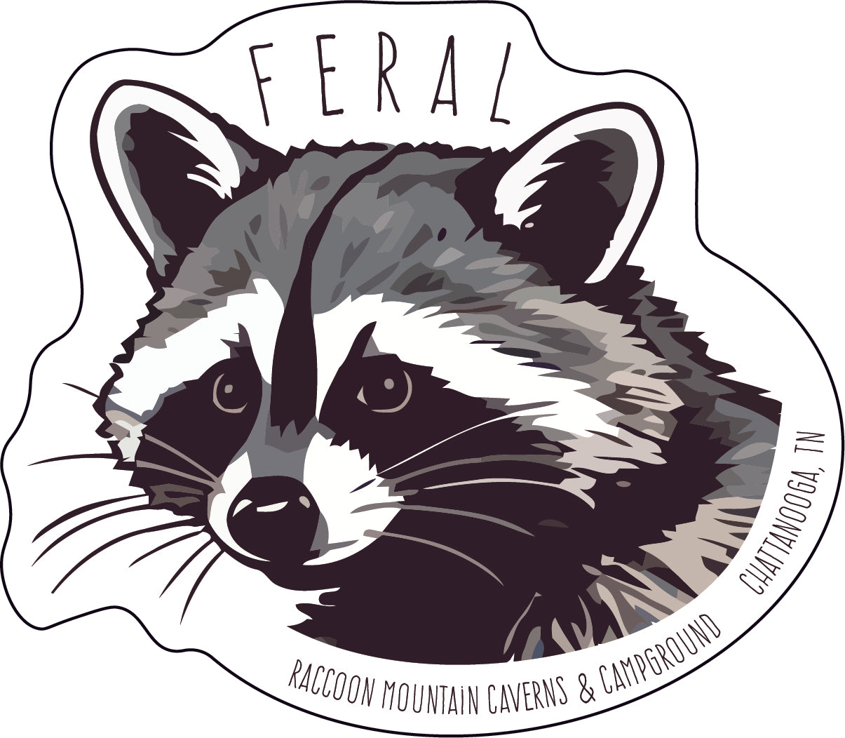 Feral Raccoon Mountain Sticker