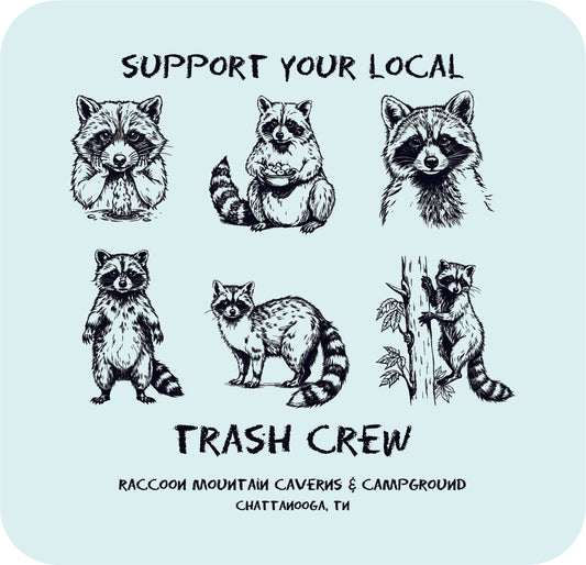 Support Your Local Trash Crew Raccoon Mountain Sticker