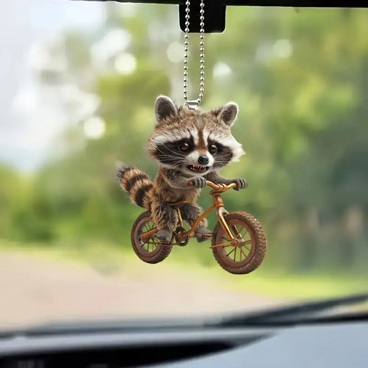 Raccoon Riding a Bike Ornament