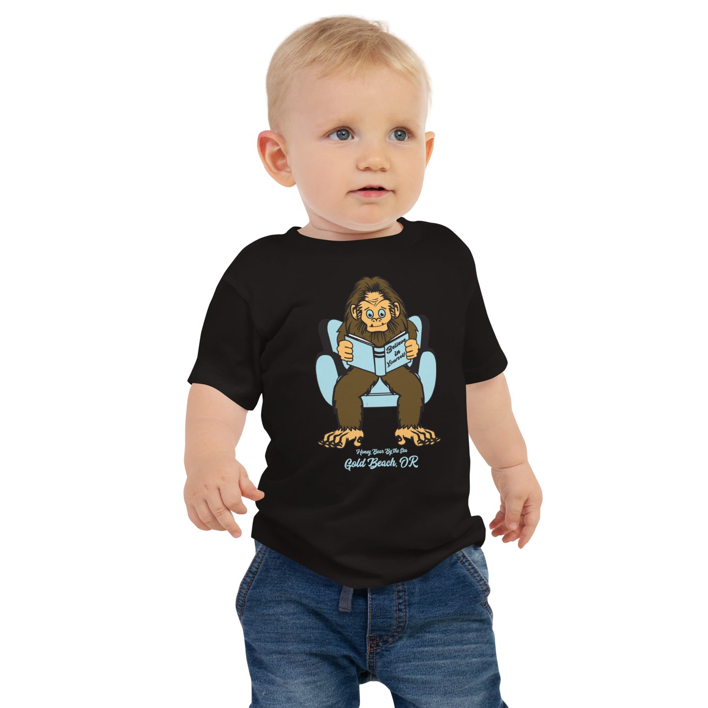 Believe in Yourself Sasquatch Honey Bear By the Sea Baby Tee