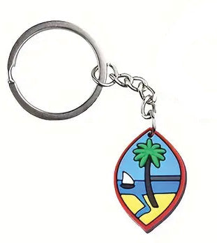 Palm Tree w/ Sailboat Scene Keychain