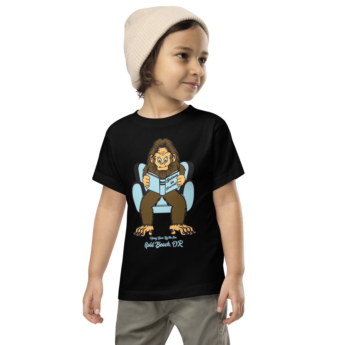 Believe in Yourself Sasquatch Honey Bear By the Sea Toddler Short Sleeve Tee