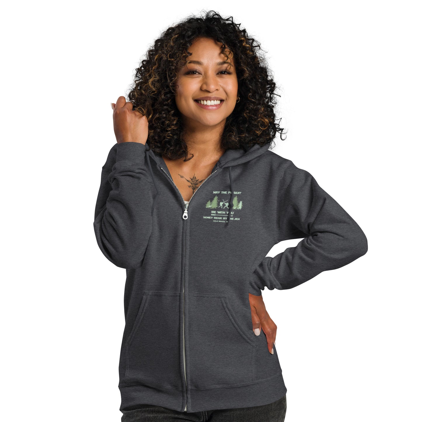 May the Forest Be With You Honey Bear By the Sea Gold Beach, OR Unisex Zip Hoodie