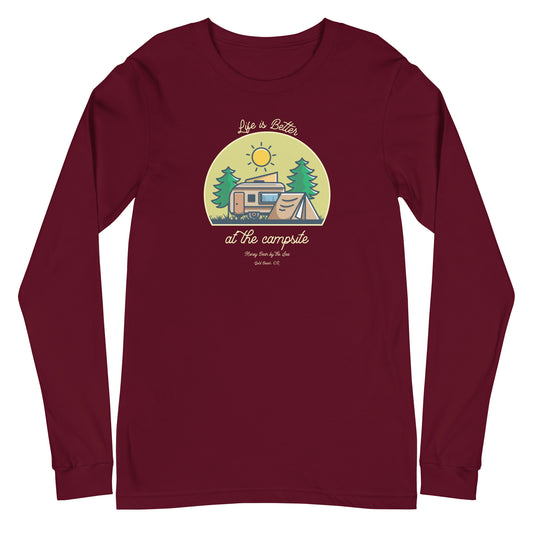 Life is Better at the Campsite Honey Bear by the Sea Unisex Long Sleeve Tee