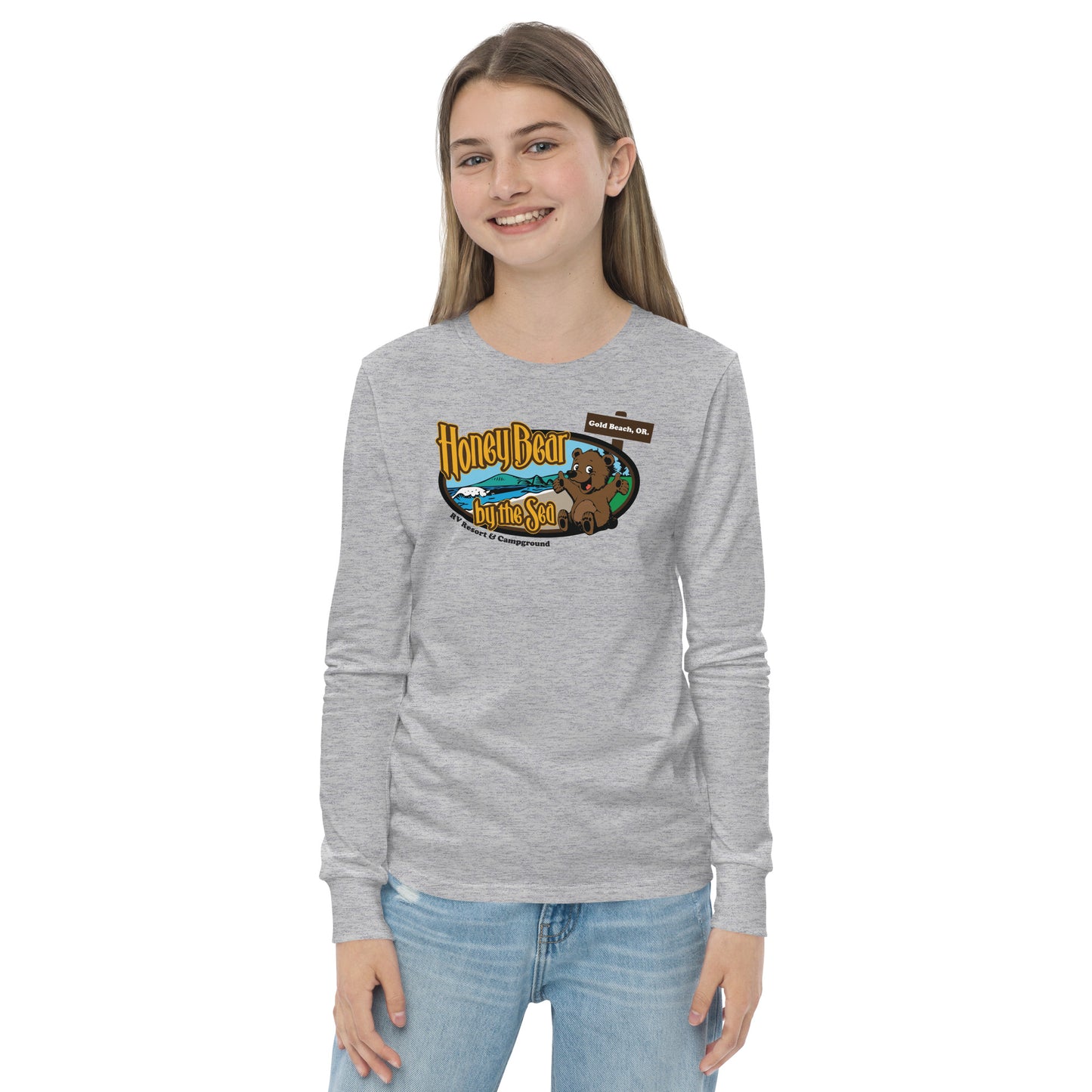 Honey Bear By the Sea Logo Youth Long Sleeve Tee