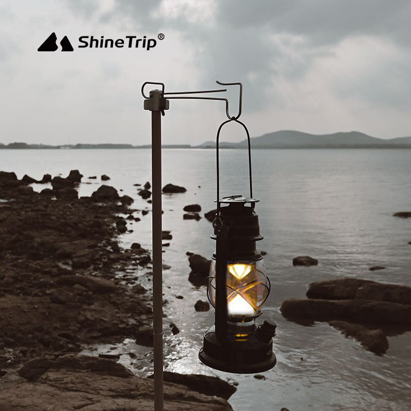 Shine Trip Multifunction Outdoor Camp Folding Lamp Pole Set Portable Aluminum Alloy Fishing Hanging Light Fixing Stand Holder